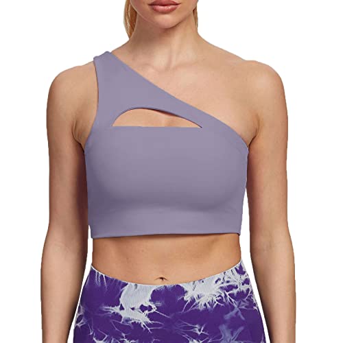 Aoxjox Damen Workout Sport BHs Fitness Gym Olivia Asymmetrisch One Shoulder Gepolsterter BH Yoga Crop Tank Top, Lazuli, Large Aoxjox Damen Workout Sport BHs Fitness Gym Olivia Asymmetrisch One Shoulder Gepolsterter BH Yoga Crop Tank Top, Lazuli, Large von Aoxjox