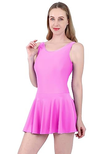 Aoylisey Frauen Tank Ballett Tanz Rock Trikot Gymnastik Ärmellos Bodys Ballerina Outfit HF0366, Knallpink (Hot Pink), 3XL von Aoylisey