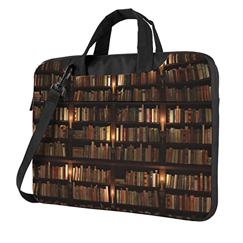 Apbdffjnf Bibliotheks-Bücherregal, Laptop-Tasche, für Damen und Herren, Laptophülle, Computertasche, Aktentasche, Schultertasche mit Gurt, 33 cm, 35,6 cm, 39,6 cm, Schwarz , 15.6 inch von Apbdffjnf