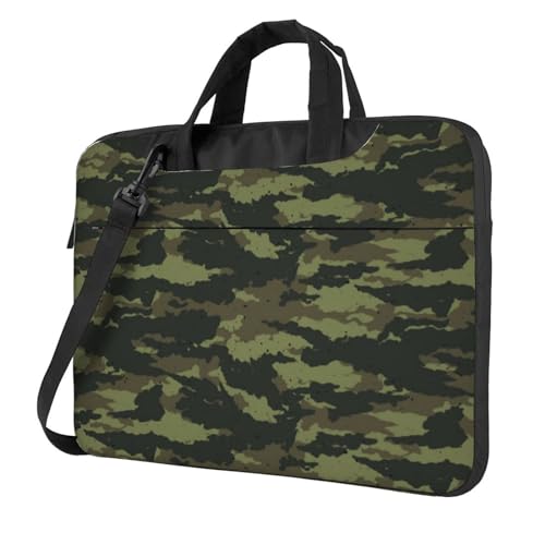 Apbdffjnf Camouflage-Laptop-Tasche für Damen und Herren, Laptoptasche, Computertasche, Aktentasche, Schultertasche mit Gurt, 33 cm, 35,6 cm, 39,6 cm (13 Zoll), Schwarz , 15.6 inch von Apbdffjnf