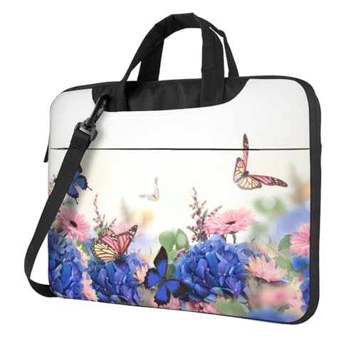 Apbdffjnf Daisies Laptoptasche mit Schmetterlingen, für Damen und Herren, Laptophülle, Computertasche, Aktentasche, Schultertasche mit Gurt, 33 - 35,6 cm (13 - 14 - 15,6 Zoll), Schwarz , 13 inch von Apbdffjnf