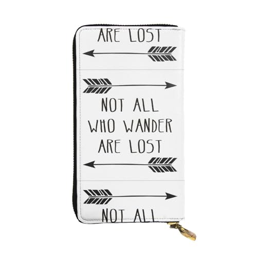 Apbdffjnf Damen-Geldbörse mit Aufschrift "Not All Who Wander are Lost", Leder, lang, Reise-Geldbörse, Kreditkartenhalter, Reißverschluss, Handtasche von Apbdffjnf