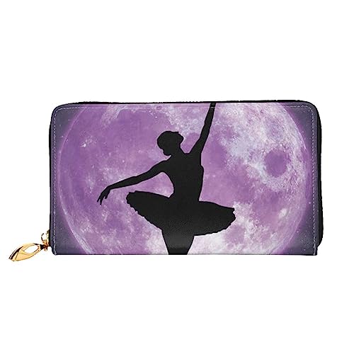 Apbdffjnf Damen-Geldbörse mit Totenkopf-Motiv, Skeleton-Design, Leder, lang, Reise-Geldbörse, Kreditkartenhalter, Reißverschluss, Handtasche, Ballerina Dance, Einheitsgröße von Apbdffjnf