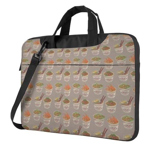 Apbdffjnf Eierbecher Nudel-Ramen-Laptop-Tasche für Damen und Herren, Laptophülle, Computertasche, Aktentasche, Schultertasche mit Gurt, 33 cm, 35,6 cm, 39,6 cm, Schwarz , 14 inch von Apbdffjnf