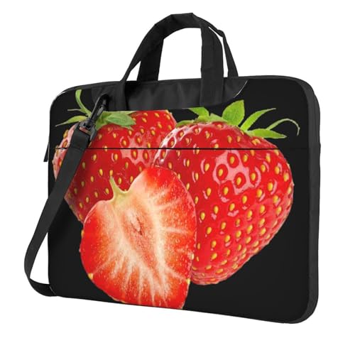 Apbdffjnf Fresh Strawberry Laptoptasche für Damen und Herren, Laptophülle, Computertasche, Aktentasche, Schultertasche mit Gurt, 33 cm, 35,6 cm, 39,6 cm, Schwarz , 13 inch von Apbdffjnf