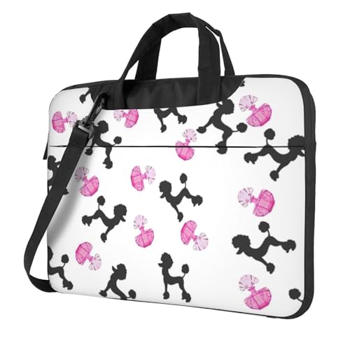 Apbdffjnf Girly Laptoptasche mit Parfümflasche und Pudel, für Damen und Herren, Laptop-Hülle, Computertasche, Aktentasche, Schultertasche mit Gurt, 33 cm, 35,6 cm, 39,6 cm (13 Zoll), Schwarz , 13 inch von Apbdffjnf