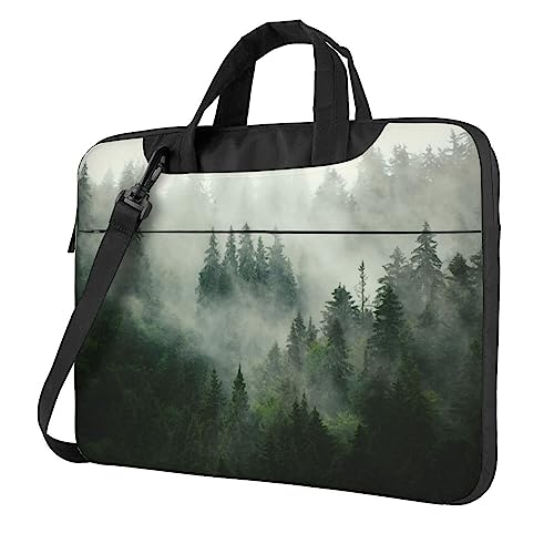 Apbdffjnf Green Tree Landscape Laptoptasche für Damen und Herren, Laptophülle, Computertasche, Aktentasche, Schultertasche mit Gurt, 33 cm, 35,6 cm, 39,6 cm, Schwarz , 15.6 inch von Apbdffjnf