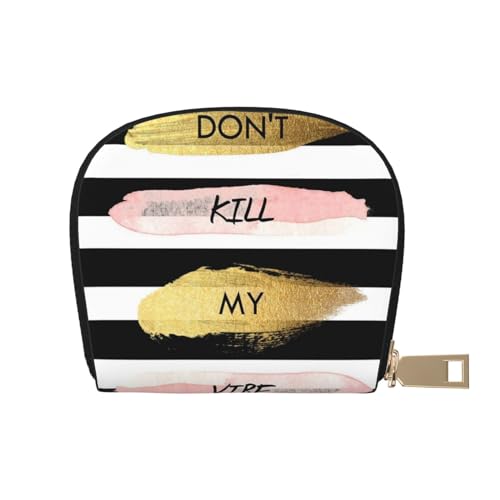 Apbdffjnf Kreditkartenetui aus Leder mit Blumenmuster und Totenkopf-Motiv, kleine Geldbörse mit Reißverschluss, für Damen und Herren, Stripe Don't Kill My Vibe., Einheitsgröße von Apbdffjnf