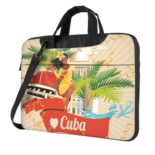 Apbdffjnf Lächelnde Dame auf klassischen Autopalmen Laptoptasche für Damen und Herren, Laptophülle, Computertasche, Aktentasche, Schultertasche mit Gurt, 33 cm, 35,6 cm, 39,6 cm, Schwarz , 14 inch von Apbdffjnf