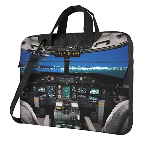 Apbdffjnf Laptoptasche für Damen und Herren, Flugzeug-Cockpit, Laptoptasche, Aktentasche, Schultertasche mit Gurt, 33 cm, 35,6 cm, 39,6 cm, Schwarz , 14 inch von Apbdffjnf