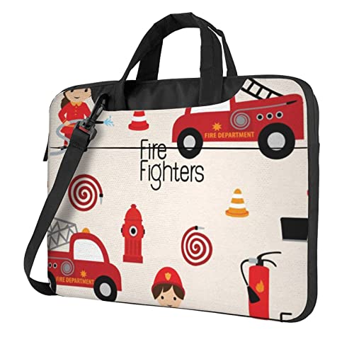 Apbdffjnf Laptoptasche für kleine Jungen und Mädchen in Feuerwehrleuten, für Damen und Herren, Laptophülle, Computertasche, Aktentasche, Schultertasche mit Gurt, 33 cm, 35,6 cm, 39,6 cm, Schwarz , von Apbdffjnf