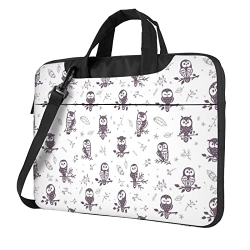 Apbdffjnf Laptoptasche mit Eulenmotiv, für Damen und Herren, Laptoptasche, Aktentasche, Schultertasche mit Gurt, 33 cm, 35,6 cm, 39,6 cm (13 Zoll), Schwarz , 13 inch von Apbdffjnf