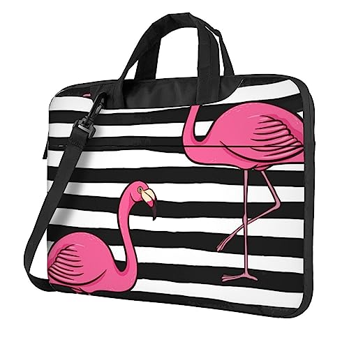 Apbdffjnf Laptoptasche mit Flamingo-Muster, für Damen und Herren, Laptoptasche, Aktentasche, Schultertasche mit Gurt, 33 cm, 35,6 cm, 39,6 cm, Schwarz , 13 inch von Apbdffjnf