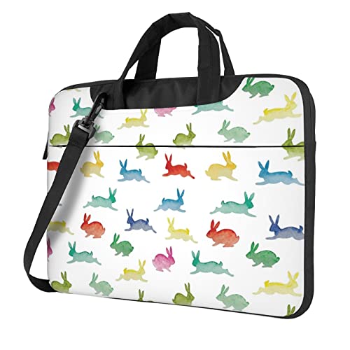 Apbdffjnf Laptoptasche mit Hasenmotiv in verschiedenen Posen, für Damen und Herren, Laptophülle, Computertasche, Aktentasche, Schultertasche mit Gurt, 33 cm, 35,6 cm, 39,6 cm, Schwarz , 13 inch von Apbdffjnf