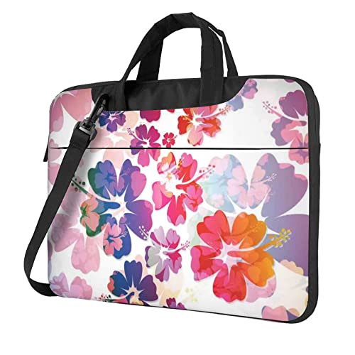 Apbdffjnf Laptoptasche mit Hawaii-Blumendruck, für Damen und Herren, Laptophülle, Computertasche, Aktentasche, Schultertasche mit Gurt, 33 - 35,6 cm (13 - 14 - 15,6 Zoll), Schwarz , 13 inch von Apbdffjnf