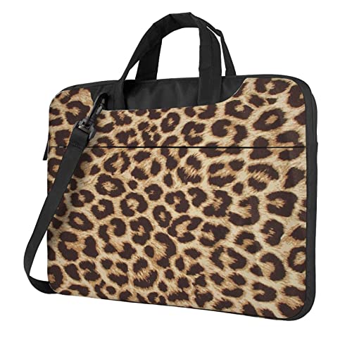 Apbdffjnf Laptoptasche mit Leopardenmuster, für Damen und Herren, Laptophülle, Computertasche, Aktentasche, Schultertasche mit Gurt, 33 - 35,6 cm (13 - 14 - 15,6 Zoll), Schwarz , 14 inch von Apbdffjnf