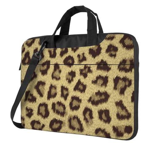 Apbdffjnf Laptoptasche mit Leopardenmuster, für Damen und Herren, Laptophülle, Computertasche, Aktentasche, Schultertasche mit Gurt, 33 cm, 35,6 cm, 39,6 cm, Gelb, Schwarz , 14 inch von Apbdffjnf