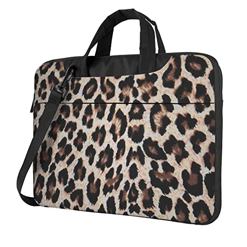 Apbdffjnf Laptoptasche mit Leopardenmuster für Damen und Herren, Laptophülle, Computertasche, Aktentasche, Schultertasche mit Gurt, 33 - 35,6 cm (13 - 14 - 15,6 Zoll), Schwarz , 15.6 inch von Apbdffjnf