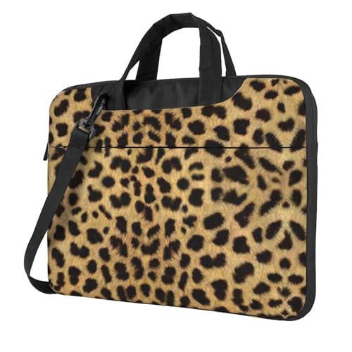 Apbdffjnf Laptoptasche mit Leopardenmuster für Damen und Herren, Laptophülle, Computertasche, Aktentasche, Schultertasche mit Gurt, 33 - 35,6 cm (13 - 14 - 15,6 Zoll), Schwarz , 15.6 inch von Apbdffjnf