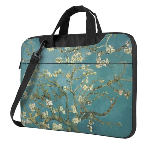 Apbdffjnf Laptoptasche mit Mandelblüte, für Damen und Herren, Laptophülle, Computertasche, Aktentasche, Schultertasche mit Gurt, 33 - 35,6 cm (13 - 14 - 15,6 Zoll), Schwarz , 15.6 inch von Apbdffjnf