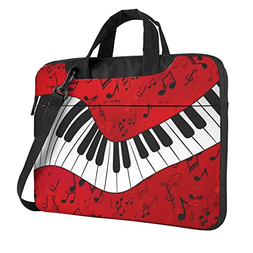 Apbdffjnf Laptoptasche mit Musiknoten, Klavier, für Damen und Herren, Laptophülle, Computertasche, Aktentasche, Schultertasche mit Gurt, 33 cm, 35,6 cm, 39,6 cm, Schwarz , 15.6 inch von Apbdffjnf