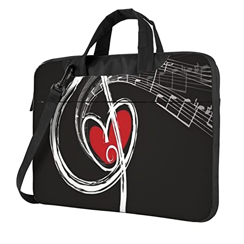 Apbdffjnf Laptoptasche mit Musiksymbole, Liebe, für Damen und Herren, Laptophülle, Computertasche, Aktentasche, Schultertasche mit Gurt, 33 cm, 35,6 cm, 39,6 cm, Schwarz , 14 inch von Apbdffjnf