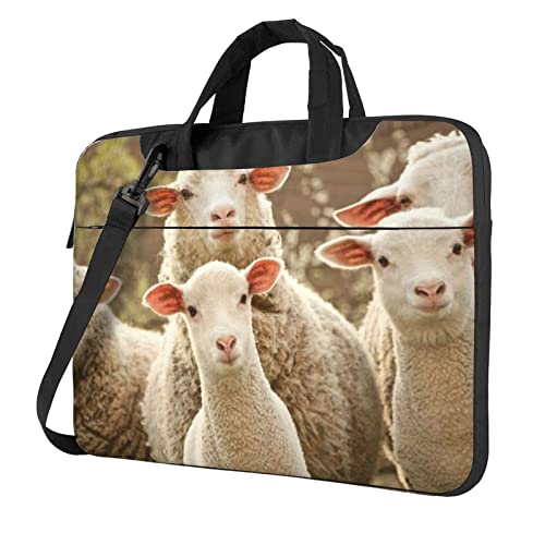 Apbdffjnf Laptoptasche mit Schafen und Lämmern für Damen und Herren, Laptophülle, Computertasche, Aktentasche, Schultertasche mit Gurt, 33 - 35,6 cm (13 - 14 - 15,6 Zoll), Schwarz , 13 inch von Apbdffjnf