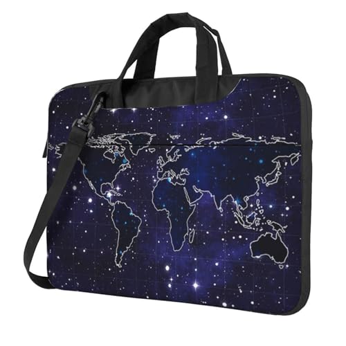 Apbdffjnf Laptoptasche mit Weltkarte für Damen und Herren, Laptophülle, Computertasche, Aktentasche, Schultertasche mit Gurt, 33 cm, 35,6 cm, 39,6 cm, Schwarz , 13 inch von Apbdffjnf