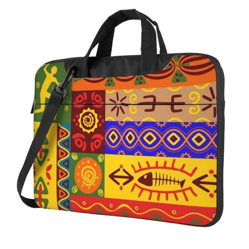 Apbdffjnf Laptoptasche mit afrikanischem Nationalmuster, für Damen und Herren, Laptophülle, Computertasche, Aktentasche, Schultertasche mit Gurt, 33 - 35,6 cm (13 - 14 - 15,6 Zoll), Schwarz , 13 inch von Apbdffjnf