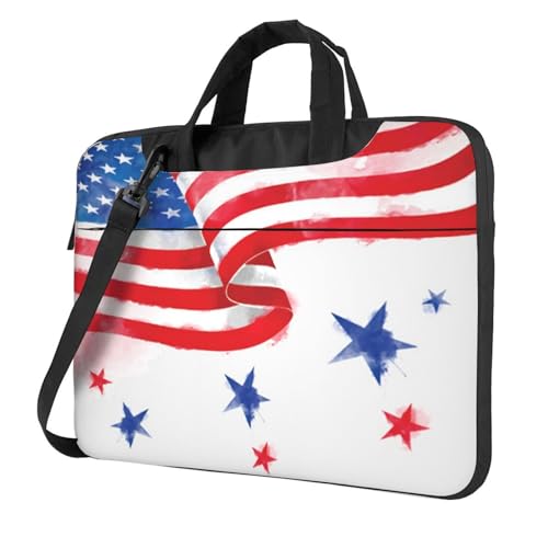 Apbdffjnf Laptoptasche mit amerikanischer Flagge und Sternen für Damen und Herren, Laptophülle, Computertasche, Aktentasche, Schultertasche mit Gurt, 33 cm, 35,6 cm, 39,6 cm (13 Zoll), Schwarz , 13 von Apbdffjnf