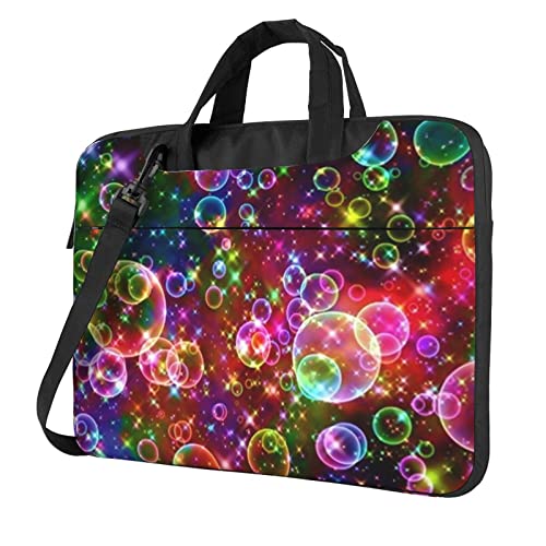 Apbdffjnf Laptoptasche mit bunten Regenbogen-Sternen, für Damen und Herren, Laptoptasche, Aktentasche, Schultertasche mit Gurt, 33 - 35,6 cm (13 - 14 - 15,6 Zoll), Schwarz , 15.6 inch von Apbdffjnf