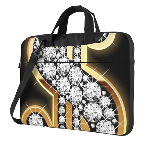 Apbdffjnf Laptoptasche mit goldfarbenem Dollarzeichen für Damen und Herren, Laptophülle, Computertasche, Aktentasche, Schultertasche mit Gurt, 33 - 35,6 cm (13 - 14 - 15,6 Zoll), Schwarz , 15.6 inch von Apbdffjnf