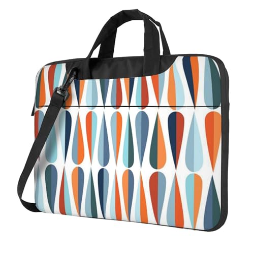 Apbdffjnf Mid Century Moderne Laptoptasche mit Tropfenformen für Damen und Herren, Laptophülle, Computertasche, Aktentasche, Schultertasche mit Gurt, 33 cm, 35,6 cm, 39,6 cm, Schwarz , 14 inch von Apbdffjnf