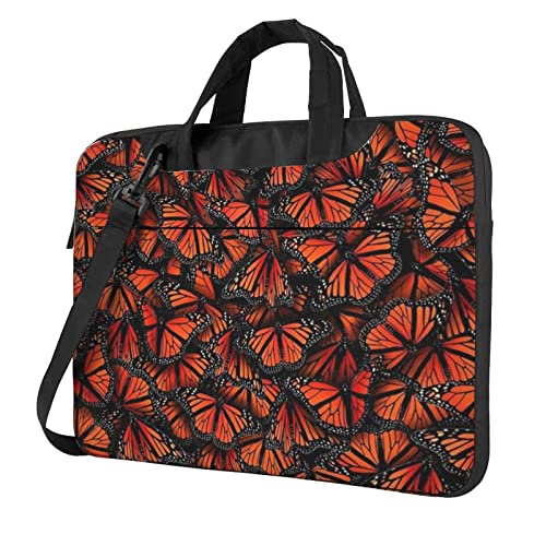 Apbdffjnf Monarch Butterflies Laptoptasche für Damen und Herren, Laptophülle, Computertasche, Aktentasche, Schultertasche mit Gurt, 33 cm, 35,6 cm, 39,6 cm, Schwarz , 13 inch von Apbdffjnf