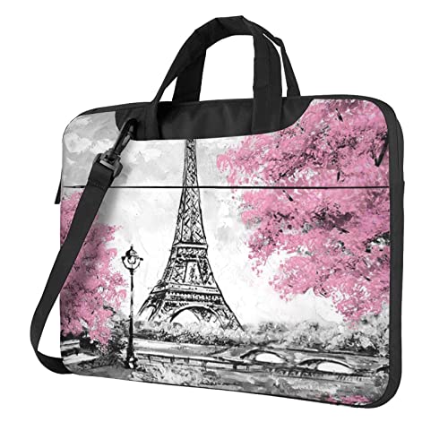 Apbdffjnf Ölgemälde Paris Tower Laptoptasche für Damen und Herren, Laptophülle, Computertasche, Aktentasche, Schultertasche mit Gurt, 33 cm, 35,6 cm, 39,6 cm, Schwarz , 14 inch von Apbdffjnf