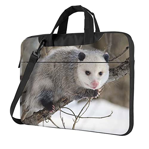 Apbdffjnf Opossum Laptoptasche in Snow für Damen und Herren, Laptophülle, Computertasche, Aktentasche, Schultertasche mit Gurt, 33 cm, 35,6 cm, 39,6 cm, Schwarz , 14 inch von Apbdffjnf