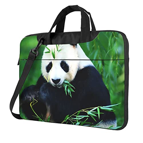 Apbdffjnf Panda Laptoptasche für Damen und Herren, Laptop-Hülle, Computertasche, Aktentasche, Schultertasche mit Gurt, 33 cm, 35,6 cm, 39,6 cm, Schwarz , 14 inch von Apbdffjnf