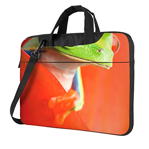 Apbdffjnf Rote Augen Baumfrösche Laptoptasche für Damen und Herren, Laptophülle, Computertasche, Aktentasche, Schultertasche mit Gurt, 33 cm, 35,6 cm, 39,6 cm, Schwarz , 14 inch von Apbdffjnf