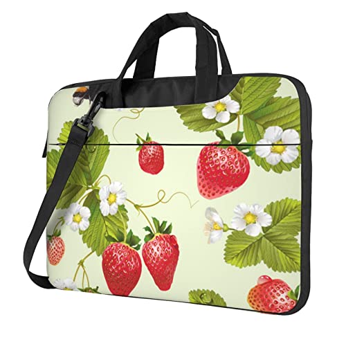 Apbdffjnf Schöne Erdbeer-Laptop-Tasche für Damen und Herren, Laptop-Hülle, Computertasche, Aktentasche, Schultertasche mit Gurt, 33 - 35,6 cm (13 - 14 - 15,6 Zoll), Schwarz , 13 inch von Apbdffjnf