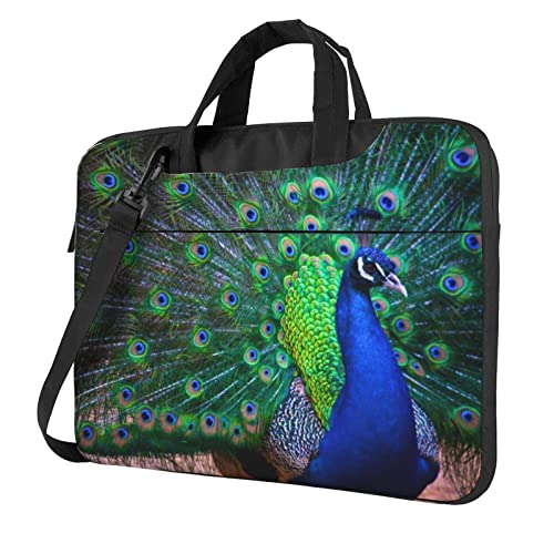 Apbdffjnf Schöne Laptoptasche mit Pfauenmotiv, für Damen und Herren, Laptoptasche, Aktentasche, Schultertasche mit Gurt, 33 cm, 35,6 cm, 39,6 cm (13 Zoll), Schwarz , 15.6 inch von Apbdffjnf