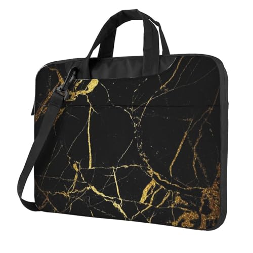 Apbdffjnf Stilvolle Laptoptasche mit goldfarbener Marmorierstruktur, für Damen und Herren, Laptophülle, Computertasche, Aktentasche, Schultertasche mit Gurt, 33 - 35,6 cm (13 - 14 - 15,6 Zoll), von Apbdffjnf