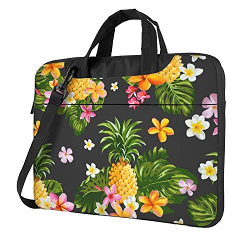 Apbdffjnf Tropische Ananas-Laptop-Tasche für Damen und Herren, Laptophülle, Computertasche, Aktentasche, Schultertasche mit Gurt, 33 cm, 35,6 cm, 39,6 cm (13 Zoll), Schwarz , 13 inch von Apbdffjnf