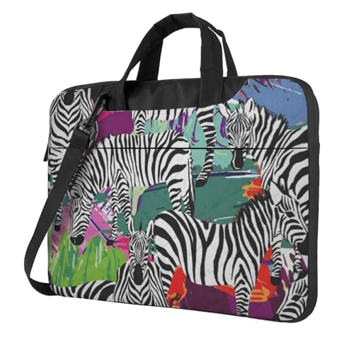 Apbdffjnf Zebra Laptoptasche für Damen und Herren, Laptop-Hülle, Computertasche, Aktentasche, Schultertasche mit Gurt, 33 cm, 35,6 cm, 39,6 cm, Schwarz , 15.6 inch von Apbdffjnf