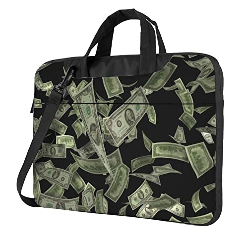 Dollar Sign Money Laptoptasche für Damen und Herren, Laptophülle, Computertasche, Aktentasche, Schultertasche mit Gurt, 33 cm, 35,6 cm, 39,6 cm, Schwarz , 15.6 inch von Apbdffjnf