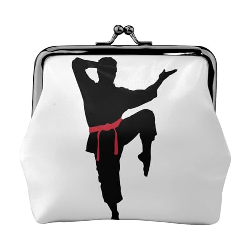 Klassische grüne gestreifte Damen-Mini-Münzgeldbörse aus Leder für den täglichen Gebrauch und Geschenke, Karate Herren, Einheitsgröße, Münztasche von Apbdffjnf