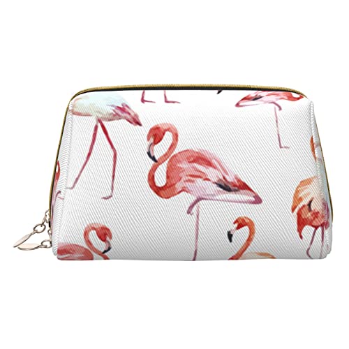 Kleine Make-up-Tasche mit Hahn, Reise-Kosmetiktasche, Make-up-Tasche, PU-Leder, tragbar, vielseitig, mit Reißverschluss, Make-up-Tasche für Damen und Mädchen, Flamingo, Einheitsgröße, Kosmetikkoffer von Apbdffjnf