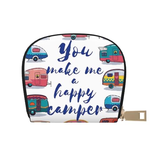 Kreditkartenetui aus Leder mit Spiralmuster, optische Täuschung, GIF-Druck, kleine Geldbörse mit Reißverschluss, für Damen und Herren, You Make Me Happy Camper Anhänger, Einheitsgröße von Apbdffjnf