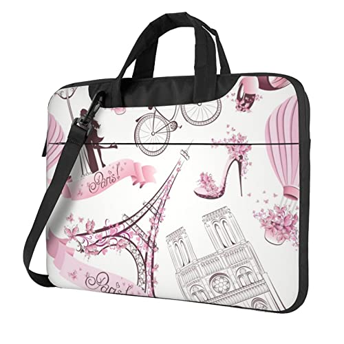 Romantische Paris-Laptop-Tasche mit Schmetterlingsmotiv für Damen und Herren, Laptophülle, Computertasche, Aktentasche, Schultertasche mit Gurt, 33 cm, 35,6 cm, 39,6 cm (13 Zoll), Schwarz , 13 inch von Apbdffjnf