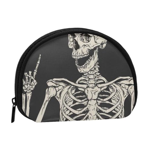 Skull Rock Roll Skelett Knochen Damen Mini Münzgeldbörse Geldbörse Reißverschluss Beutel für den täglichen Gebrauch und Geschenke, Skull Rock Roll Skelett Knochen, Einheitsgröße, Münztasche von Apbdffjnf