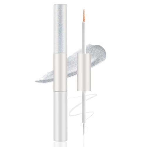 Apooliy 2 in 1 Eyeliner Stick,Wasserfester Eyeliner-Stift,Mattes Glitzer-Finish,Lang anhaltender, glitzernder flüssiger Augen-Makeup-Stift,Schwarz Weiß von Apooliy